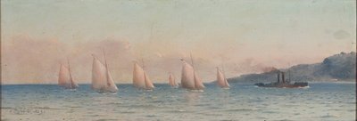 Meereslandschaft mit Segelwettbewerb und Schlepper von Carlos Balliester